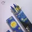HFTOY 4 Cái / hộp Hợp Thời Trang Van Gogh Tranh Sơn Dầu Báo Chí Bút Gel Mực 0.5 Mm Bút Bi Văn Phòng Phẩm Qui-Drying Bút Dành Cho Học Sinh ~