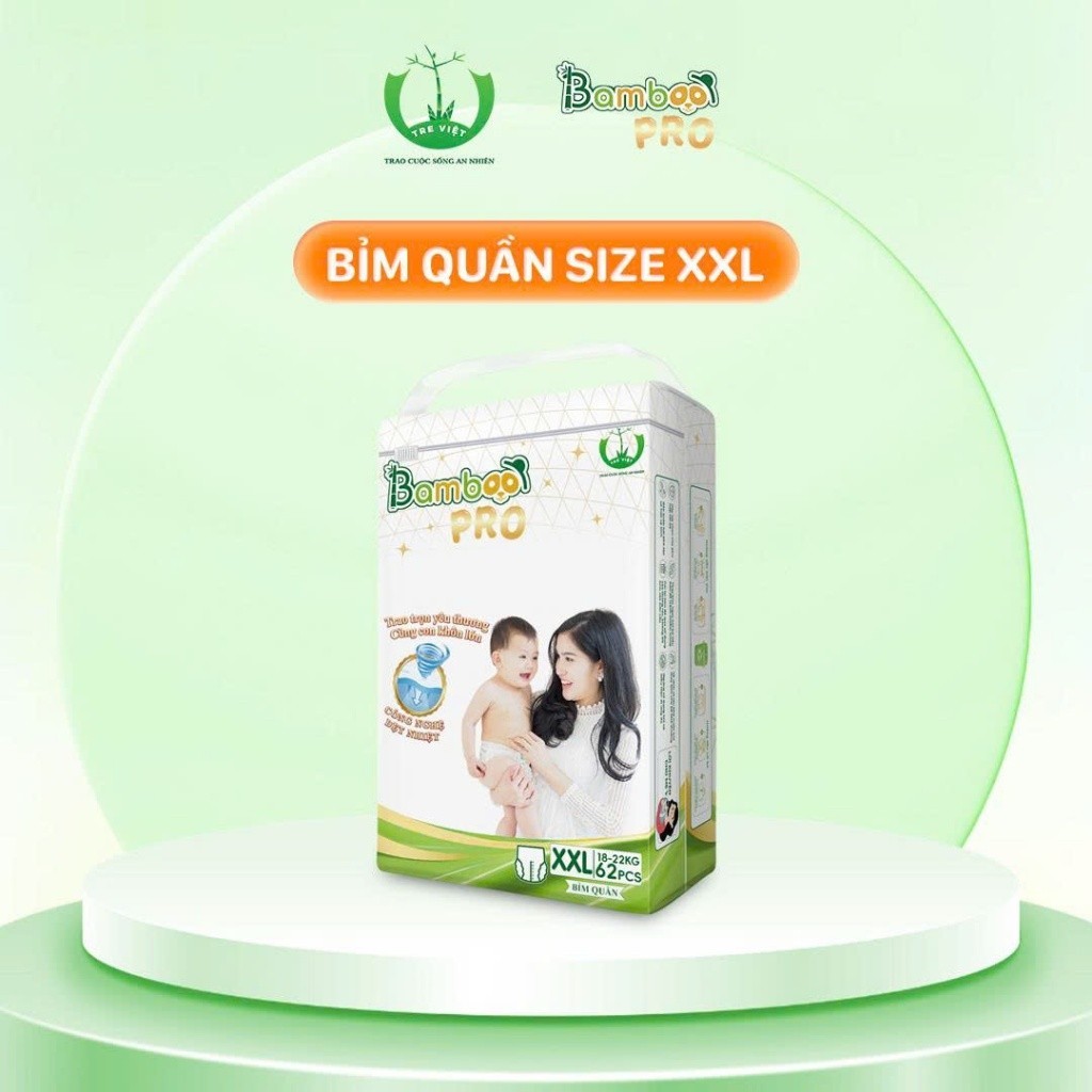 Bỉm BAMBOO PRO Dán/Quần Công Nghệ Nhật Bản Siêu Thấm, An Toàn Cho Da, Ôm Sát Thoải Mái Đủ Size