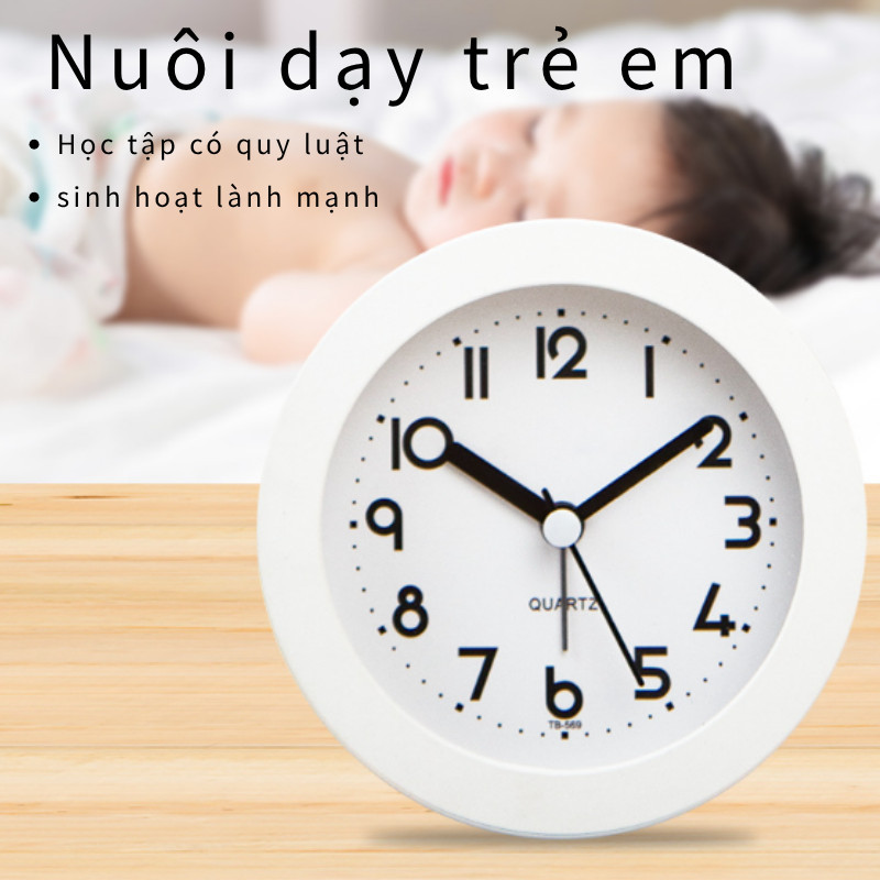 Đồng hồ báo thức phòng ngủ nhỏ gọn, kỹ thuật số, im lặng, có đèn, để bàn đầu giường tiện lợi