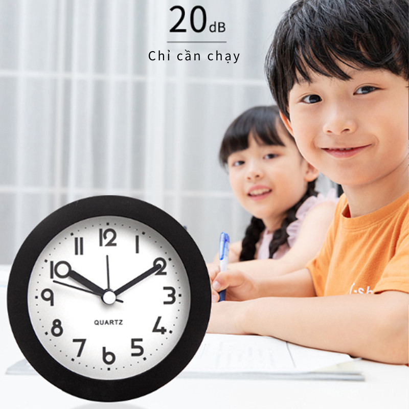 Đồng hồ báo thức phòng ngủ nhỏ gọn, kỹ thuật số, im lặng, có đèn, để bàn đầu giường tiện lợi