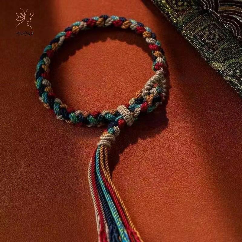 Dây đeo cổ tay handmade Tây Tạng, phong cách dân tộc với dây kéo điều chỉnh