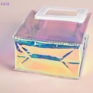 Túi Tote SAIA, Tay cầm hình tròn trong suốt Túi mua sắm trong suốt, Tay cầm hình vuông PVC Túi quà tặng tay cầm
