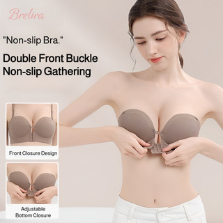 Áo ngực không dây Brelira, cài trước, nâng ngực, chống trượt, có đệm, điều chỉnh được, không đường may, dành cho nữ.