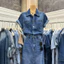 Đầm denim tay ngắn nữ mỏng phong cách Hồng Kông, phù hợp mùa hè