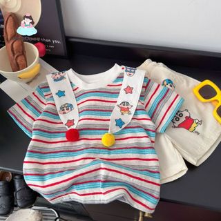 Bộ đồ bé trai hè áo thun hoạt hình - Set áo choàng quần short rộng thoáng