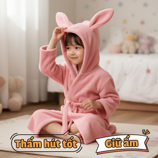 Áo choàng tắm cho bé có mũ trùm đầu lông cừu san hô thấm mềm nhanh khô ấm động vật có mũ trùm đầu Khăn chăn