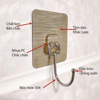 Set 10 móc INOX dán tường treo đồ vật đa năng SIÊU DÍNH / SIÊU CHỊU LỰC 20KGa