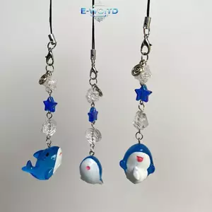 E-WOITD Y2K Thẩm Mỹ Điện Thoại Di Động Dây Hoạt Hình Cá Mập Điện Thoại Di Động Dây Xích Điện Thoại Động Vật Đại Dương Cho Bé Gái Móc Khóa Mặt Dây Chuyền E-WOITD