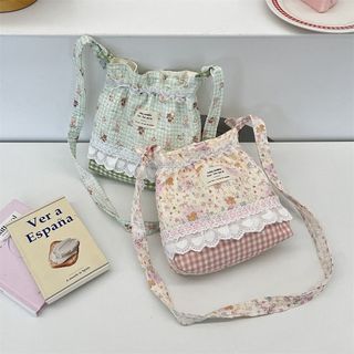 Túi đeo vai NECKLACEMASK, Túi đeo vai dây rút nhiều màu ren kẻ sọc hoa, họa tiết hoạt hình hợp thời trang Túi đeo chéo dài sức chứa lớn dành cho sinh viên