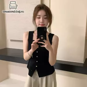 Áo Vest Tweed Retro Phù Hợp Cho Nữ - Màu Sắc Cổ Điển, Dệt Kim Mỏng Không Tay