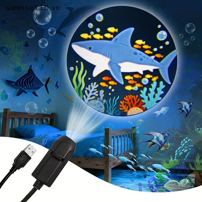 Đèn chiếu LED USB SRVN Máy chiếu cuộc sống đại dương xoay 360 độ Đèn ngủ phòng ngủ sáng tạo dành cho trẻ em Quà tặng.