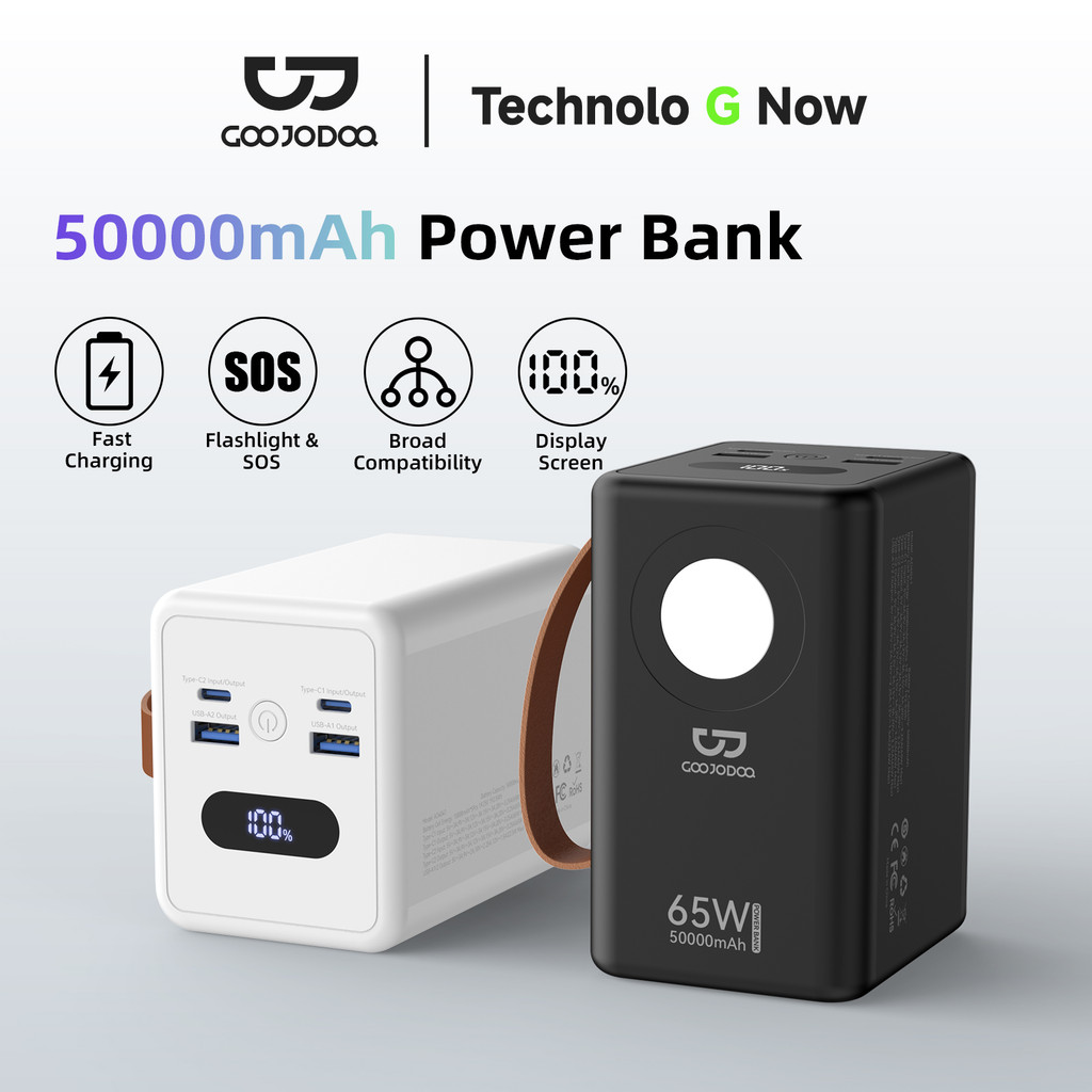 Sạc Dự Phòng 50000mAh GOOJODOQ Sạc Nhanh 65W,4 Cổng (2 Type-C + 2 USB-A),Đèn Pin SOS,Bảo Vệ Đa Chiều