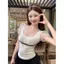 Phong Cách Ngọt Ngào Ren Khâu Tay Phồng Áo Thun Nữ Sang Trọng Giảm Tuổi Slim-fit S26042806