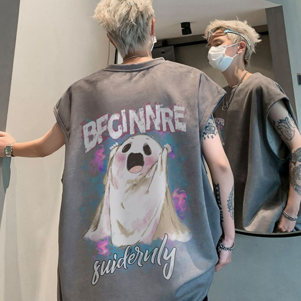 Áo Vest Nam Retro Hè Màu Hồng Không Tay, Phù Hợp Mặc Hàng Ngày và Đi Đường Phố