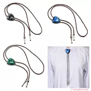 FF Dây da PU ngoài trời Bolo Tie Đóng cửa hợp kim Đá ngọc lam