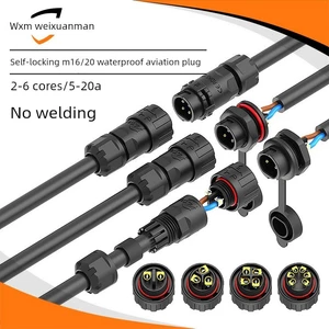 Đầu nối chống nước tự khóa M16 không hàn M20 Loại bảng điều khiển Đầu nối chống nước 2 đến 8 lõi Đầu nối 5 đến 25A