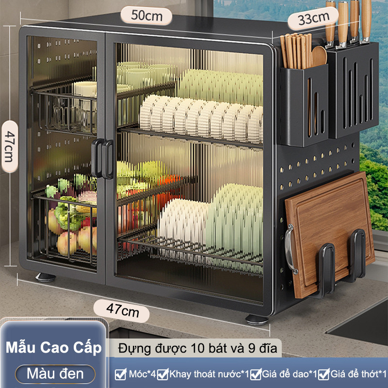Kệ đựng chén bát có nắp đậy Có Kệ đựng đồ đa năng Kệ để đồ nhà bếp Chống côn trùng và chống ẩm
