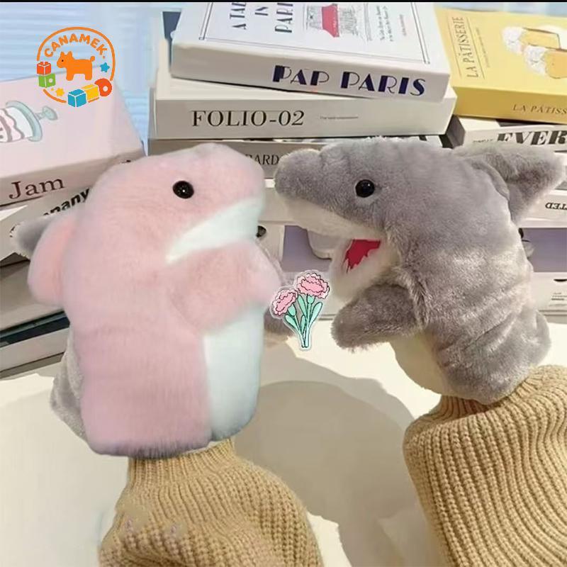 CANAMEK Thú Nhồi Bông Sang Trọng Đồ Chơi Cá Mập Xám Tay Ngón Tay Câu Chuyện Con Rối Búp Bê Dễ Thương Giáo Dục Đồ Chơi Cho Bé Mô Phỏng Cá Mập Trẻ Em Quà Tặng CSF