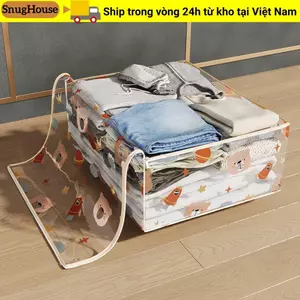 SNUGHOUSE Dụng Cụ Sắp Xếp Quần Áo, Túi Bảo Quản Ba Chiều Chống Bụi, Túi Chăn Trong Suốt In Hình Hộ Gia Đình