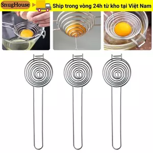 Máy tách lòng đỏ trứng SNUGHOUSE, Dụng cụ nhà bếp bằng thép không gỉ Bộ chia trứng, Vòng tròn tay cầm dài Phễu lọc trứng dạng lỏng