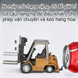 【BabyJoy】Mô hình hợp kim 1/64 điều khiển từ xa,xe nâng và máy xúc thu nhỏ,Pin sạc, sạc qua cổng Type-C