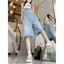 Quần yếm Denim đường phố phong cách Hồng Kông dành cho nữ mùa hè Giặt quần short thêu bướm trắng dáng rộng Quần treo thẳng