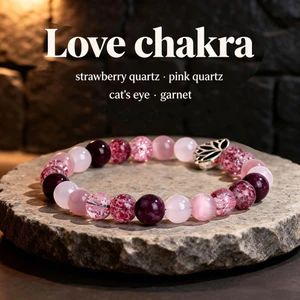 Vòng tay Garnet pha lê màu hồng Bohemian với Lotus Charm - Hạt đá tự nhiên có họa tiết 18mm Handmade Unisex Mặc hàng ngày Quà tặng