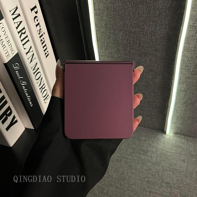 Thích hợp cho Samsung Galaxy ZFlip7 ZFlip6Ốp điện thoại tráng men nướng màu tím đậm sang trọng bao gồm và gập vỏ cứng tương thích với vỏ bảo vệ ZFlip 7 6 5 4 3 5G