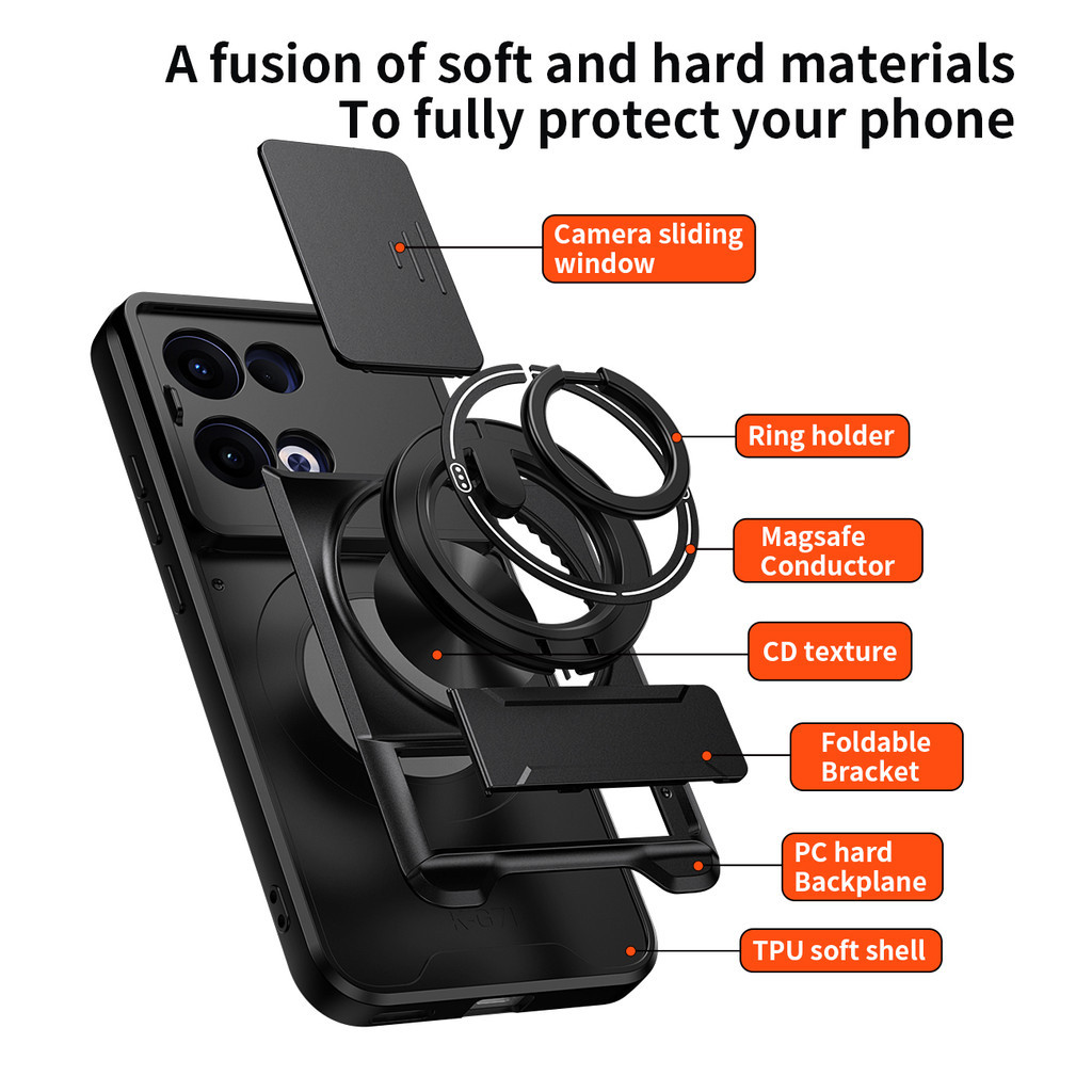 Ốp Điện Thoại Đa Năng Sang Trọng Thích Hợp Cho OPPO Reno 13 11 12 14 15 F Pro 4G 5G Dây 360°Giá đỡ vòng có vỏ máy ảnh Vỏ bảo vệ toàn diện chống sốc