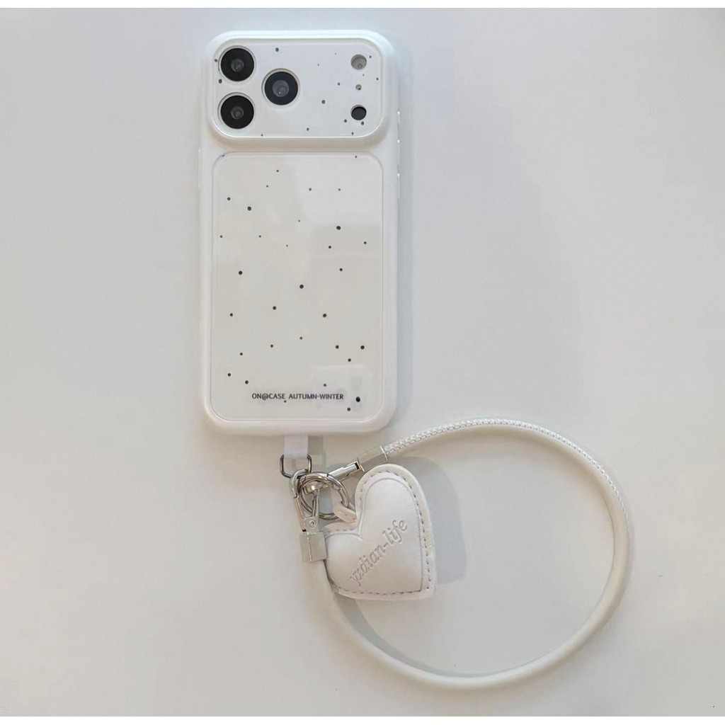 Họa tiết chấm + Vòng cổ hình trái tim Vỏ điện thoại cho IPhone 17 Pro Max 17 16 15 14 Vỏ bảo vệ chống sốc