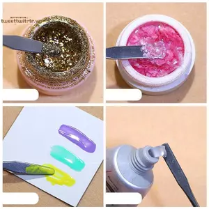 TRTR Móng Tay Nghệ Thuật Phấn Mắt Kem Khuấy Cần Kim Loại Không Gỉ Gel Khuấy Dụng Cụ Thìa Pin Móng Tay Phụ Kiện Và Sắc Tố Trộn Dụng Cụ VN