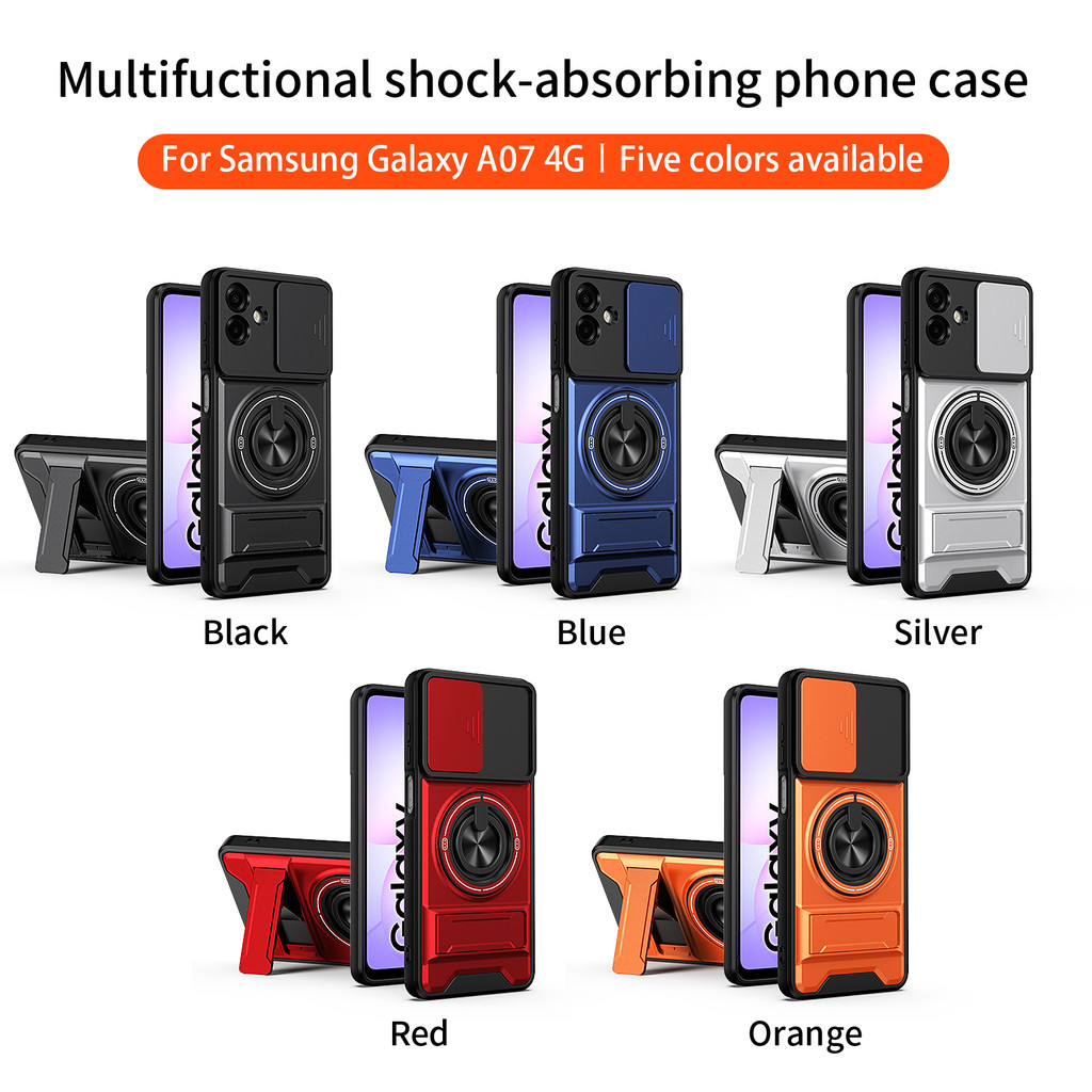 Ốp Điện Thoại Đa Năng Sang Trọng Thích Hợp Cho Samsung Galaxy A07 A06 4G A35 A36 A37 Dây 360°Giá đỡ vòng có vỏ máy ảnh Vỏ bảo vệ toàn diện chống sốc