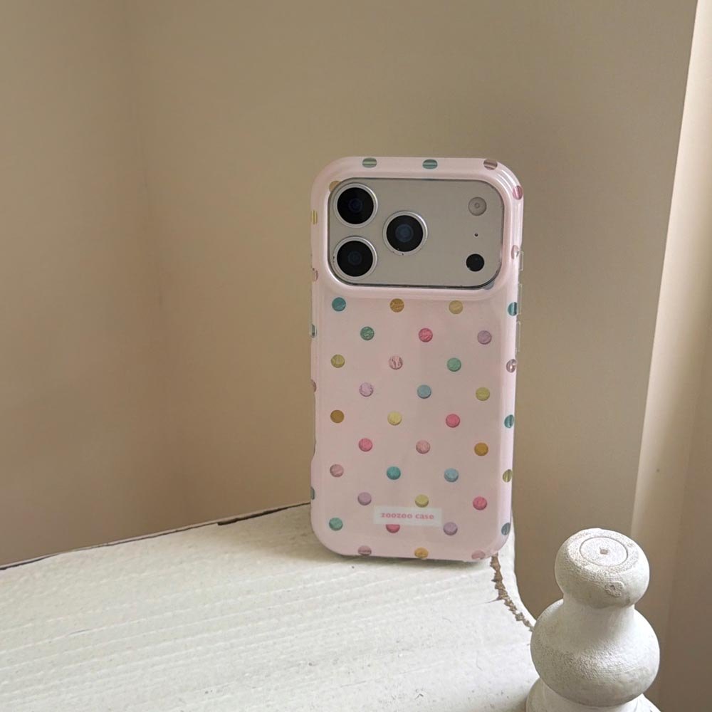 Vỏ cứng Tương thích với iPhone 13 14 14Pro 14ProMax 15 15Pro 15ProMax 16 16Pro 16ProMax 17 17Pro 17ProMax Ốp họa tiết chấm bi đầy màu sắc