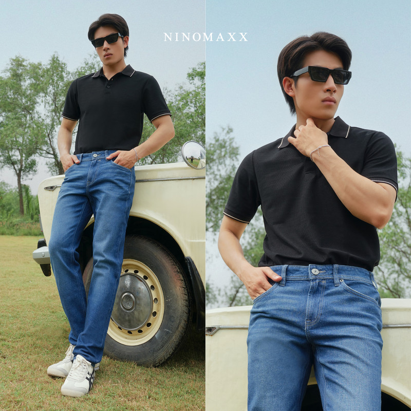 Quần Jean Nam Ninomaxx Form Tapered Xanh Dương RAWCORE DENIM Chất Vải Cứng Dày Độ Bền Cao Co Dãn Nhẹ 2508005