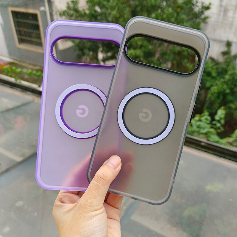 Màu Kẹo Mờ Trong Suốt Cho Ốp Lưng Từ Tính Cho Google Pixel 8 9 10 Pro XL 8A 9A Từ Tính Sạc Không Dây Mờ Ốp lưng