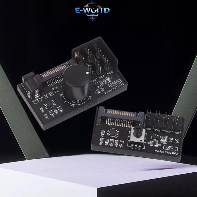 Bộ điều khiển tốc độ quạt SATA DC 4Pin E-WOITD, hub điều tốc 4/6 chiều cho NAS/máy chủ
