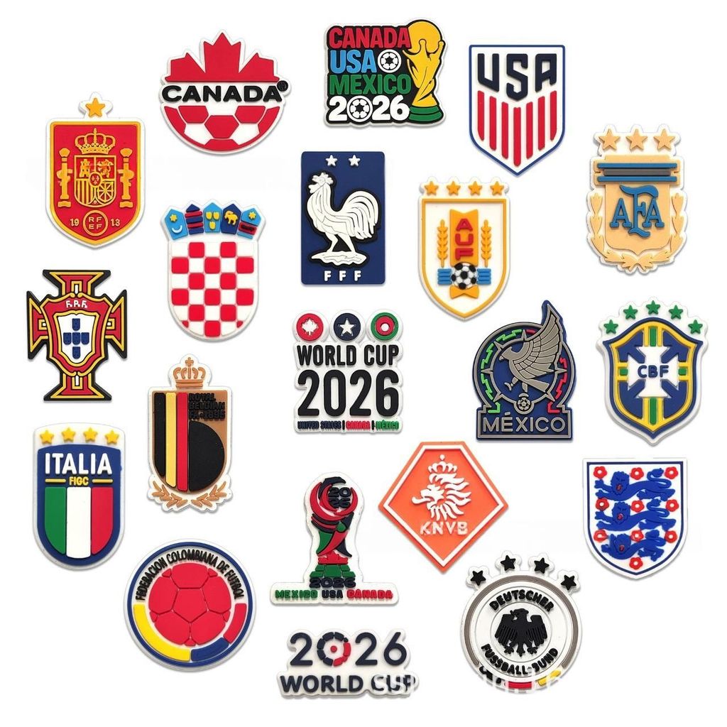 Set charm gắn dép cross WORLD CUP 2026, Nút gắn phụ kiện sticker trang trí dép cross CROSS TREND