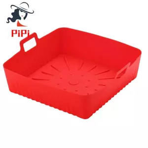 23cm / 9Inch Vuông Lớn Silicon Nồi Chiên Không Khí Lót Khuôn Cho Nồi Chiên Không Khí 6-8QT Có Thể Tái Sử Dụng Lò Nướng Chảo Nướng Nồi Bếp Khay Nướng Thảm A