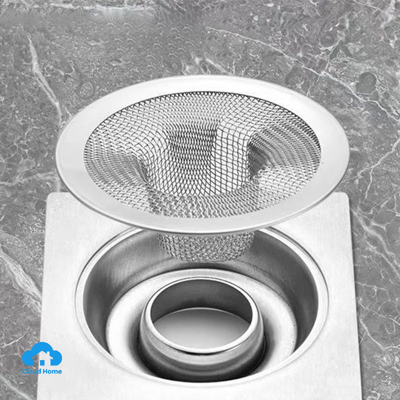 Lưới lọc cống bằng thép không gỉ dùng cho nhà bếp và phòng tắm, đường kính 5cm-11cm, hình nón cỏ.