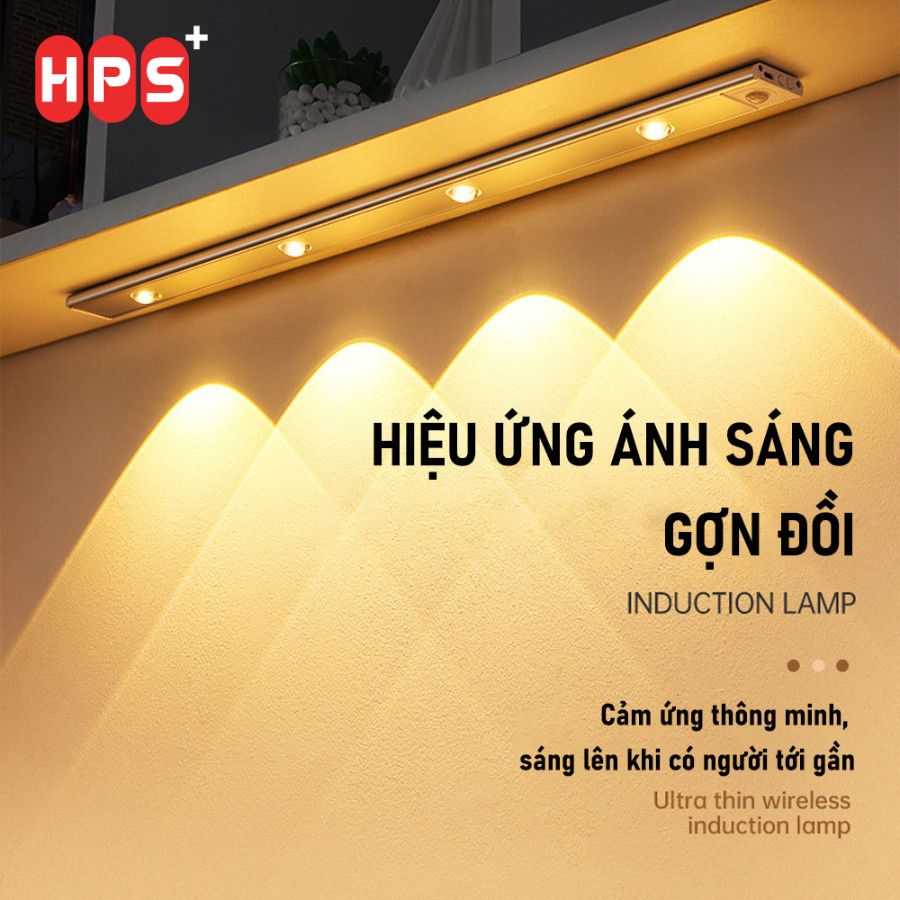 Đèn LED Cảm Ứng HomeMate Siêu Mỏng Có Sạc, Đèn Tủ Quần Áo Nhà Bếp Điều Chỉnh Độ Sáng 3 Màu Tiện Lợi