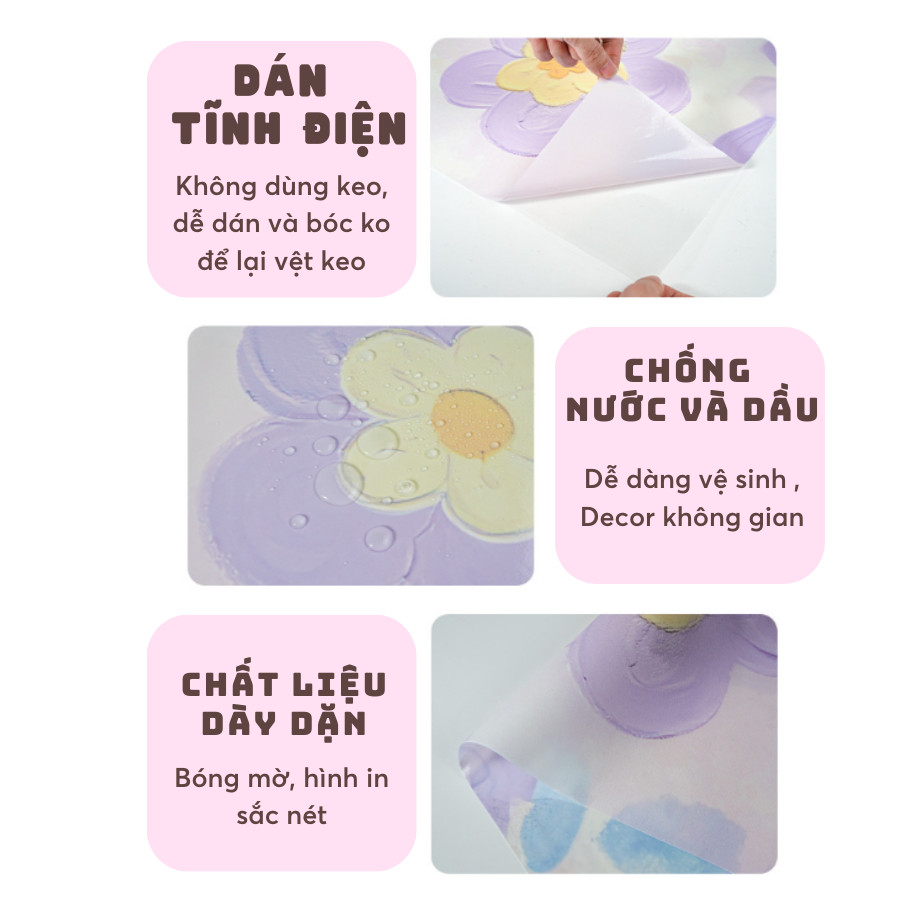 Decal Dán Kính Cửa Sổ HomeMate 3D Chống Nắng Không Cần Keo, Giấy Dán Kính Mờ Chống Nhìn Trộm Chống Nước