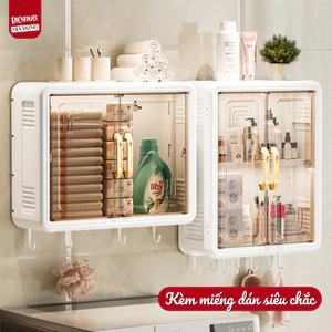 Tủ Treo Tường Nhà Tắm HomeMate Dán Keo Không Khoan, Tủ Đựng Đồ Chống Nước Chống Bụi Cửa Trong Suốt