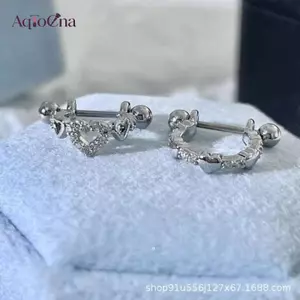 AqToCna 1 Cái Mới Rỗng Ra Tình Yêu Khuyên Tai Xương Móng Tay Thời Trang Tinh Tế Bông Tai Cho Nữ Y2K Punk Trang Sức AqToCna