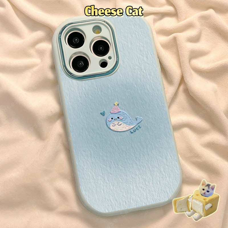 cá voi xanh cho iPhone 11 12 13 14 15 16 17 Pro Max Plus 17 Air 7P Xs Max XR Ốp iPhone màu xanh dễ thương