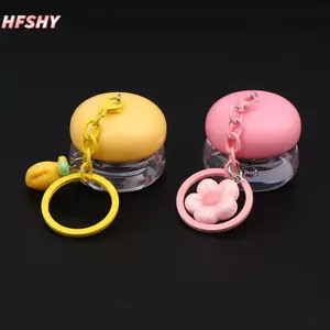 HFSHY 1 Cái 5g Mini Rỗng Nhựa Mặt nạ Môi Lọ Có Móc Khóa Mặt Dây Chuyền Son Dưỡng Môi Lon Kem Son Dưỡng Môi Hộp Đựng Lipsti Hộp Đựng Trang Điểm VN