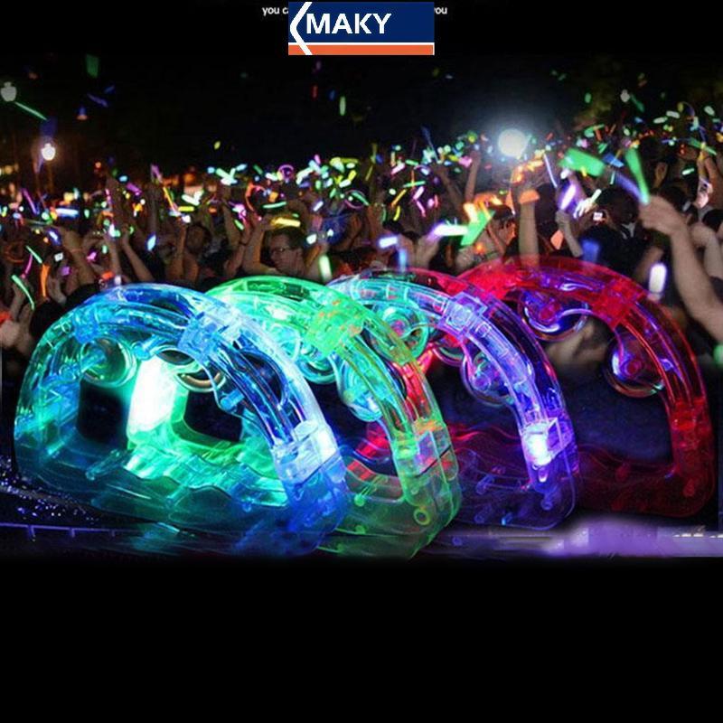 MAKY Đèn LED Sáng Lên Đồ Chơi Cảm Giác Nhấp Nháy Tambourine Nhạc Cụ Lắc Đảng Bầu Không Khí Đồ Chơi Trẻ Em Màu Ngẫu Nhiên VN