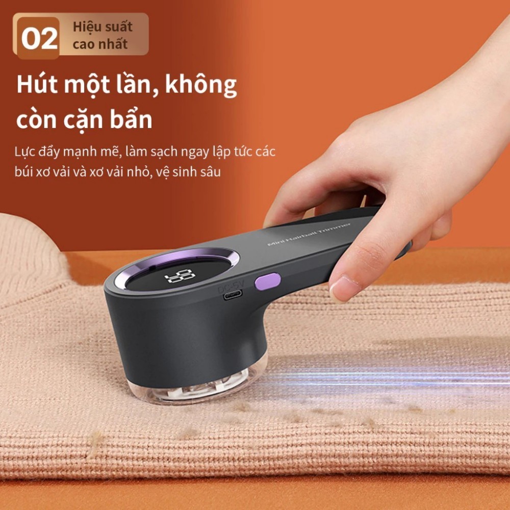 Bruboses Máy Cắt Lông Xù Quần Áo Mini Sạc Điện | 6 Lưỡi Dao Siêu Sạch, Màn Hình LED, Không Hại Vải