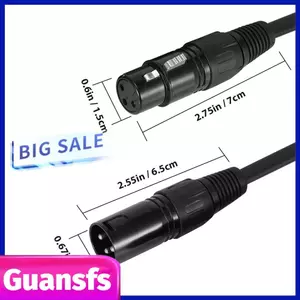 Guansfs Guansfs 1M/3.3ft Cáp XLR DMX Đèn Sân Khấu 3 Chân Nam Đến Nữ Cắm Jack PVC Đen Để Di Chuyển đầu Đèn Pha Micro Trộn 8-Gói