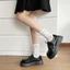Chân Rộng Béo Plus Size Giày Nữ 35-43 Nền Tảng Dày Gót Toe Giày Da Nhỏ Nữ Retro Anh Nhật Bản Giày jk