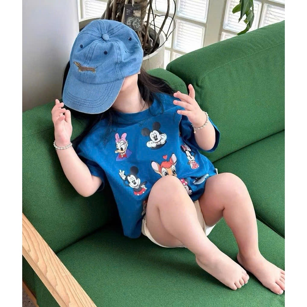 Sét Bé Gái HỌA TIẾT MICKY MÈO QC65 K.Kid Bộ Mùa Hè Chất Cotton Mềm Mát Size 8-20kg M88